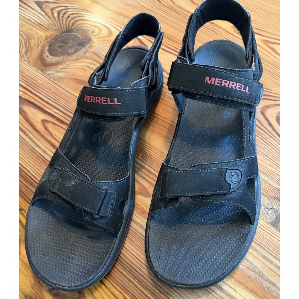 Merrell Cedrus Convert Sandals Sz 14 Black/Aurora Red Hiking Grip Traction EUC